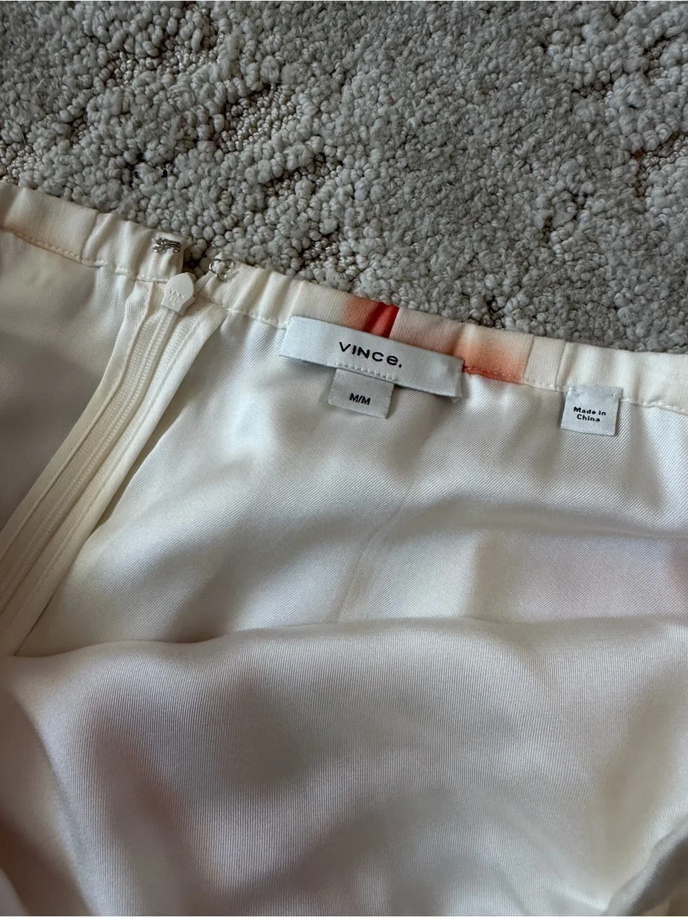 Vince White Midi Skirt with Rust Floral Print